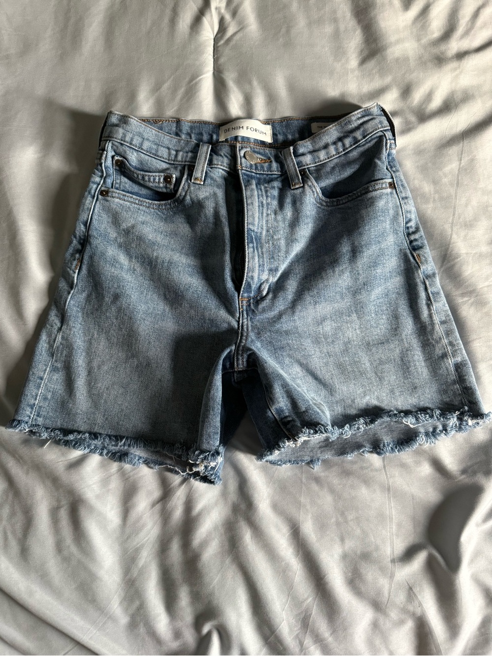 Denim Forum Light Wash High-Rise Cutoff Jean Shorts